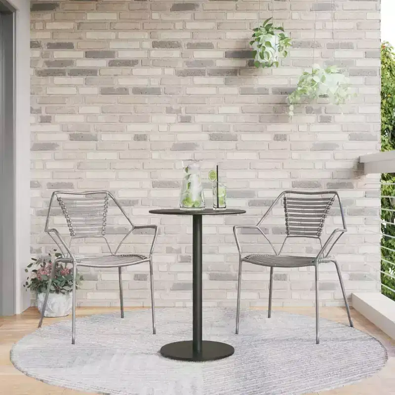 vidaXL Patio Table Round Black 19.7x28.3 Steel