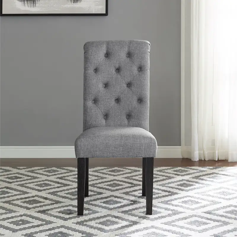 Roundhill Furniture Leviton Upholstered Dark Wash Wood 6-piece Dining Set