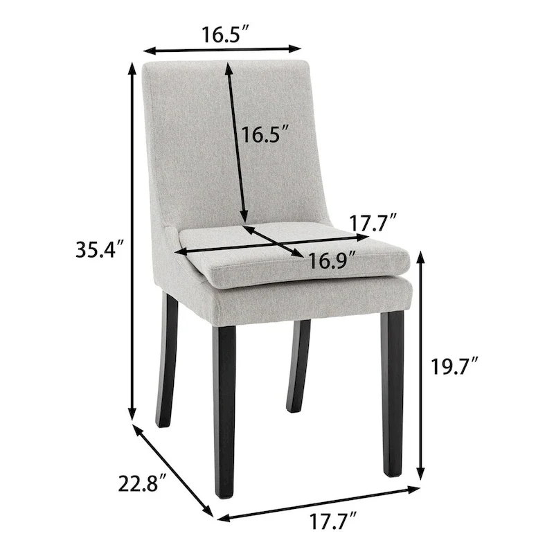 Modern Dining Chairs with Solid Wood Legs (Set of 2)