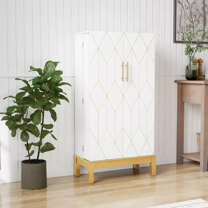 45 Tall Pantry Cabinet - Adjustable Shelves with Gold Legs