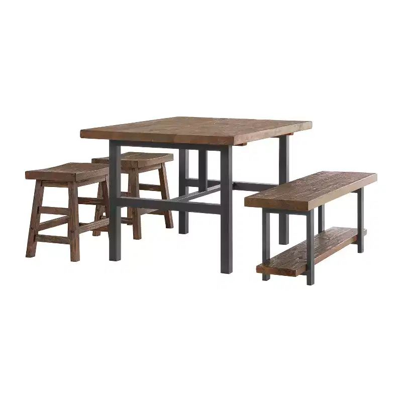 Pomona Metal and Wood Dining Table Brown - Alaterre Furniture