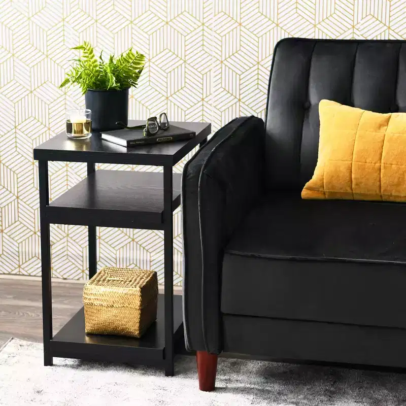 Household Essentials Jamestown Rectangular End Table Black