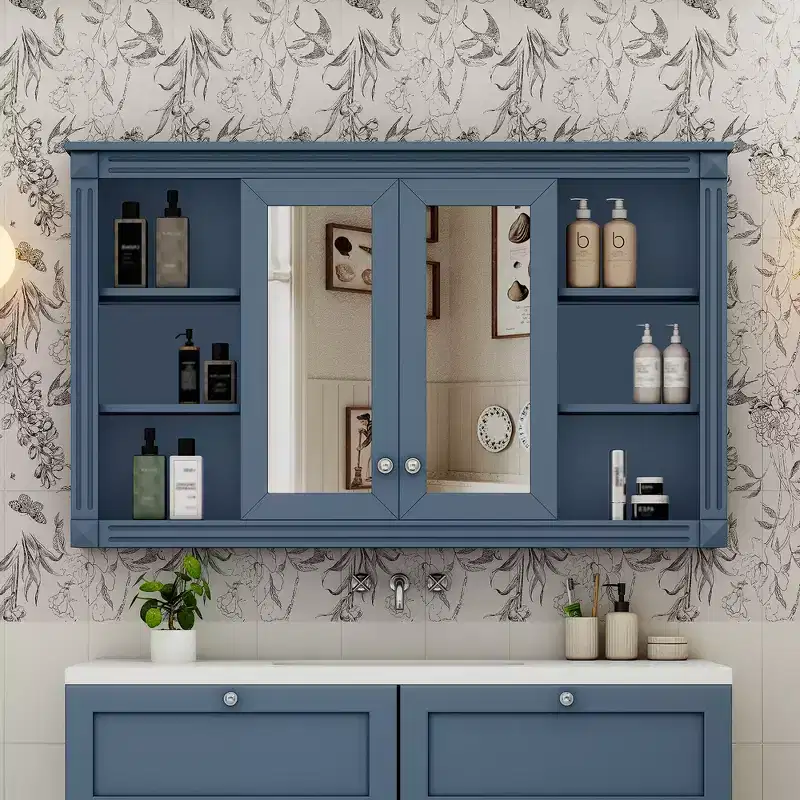 Whisen 47 Bathroom Mirror Storage Cabinet, Wall Mounted Medicine Cabinet with Adjustable Shelf