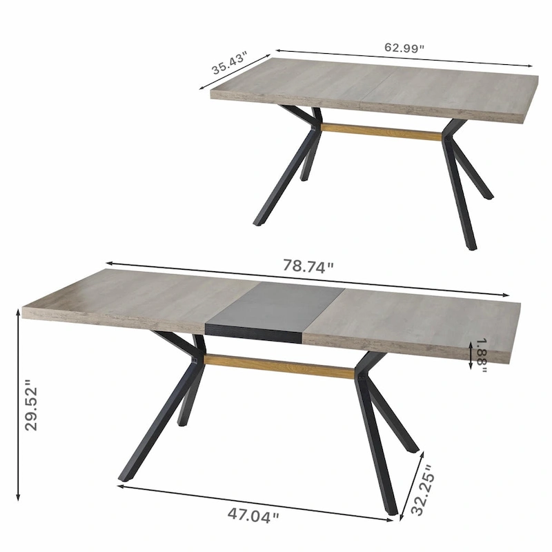 Retro Rectangular Dining Table with Carole Top and Black Embossed Center Plate