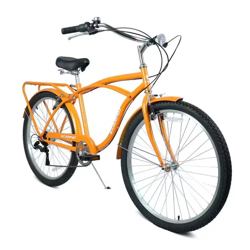 NAYSAYE 26 Inch 7 Speed Beach Cruiser Bike for Men and Women with High Tensile Steel Frame and Alloy Wheels, Gold, 67.8*42.51*28.74