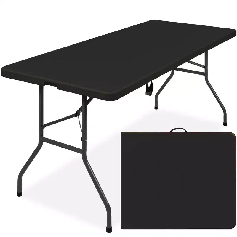 6ft Plastic Folding Table Indoor Outdoor Heavy Duty Portable with Handle and Lock
