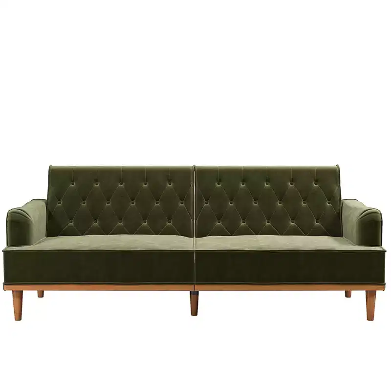 Vintage Coil Futon Sofa Bed, 3-Seater, Adjustable Split-Back, Pocketed Coil Cushion