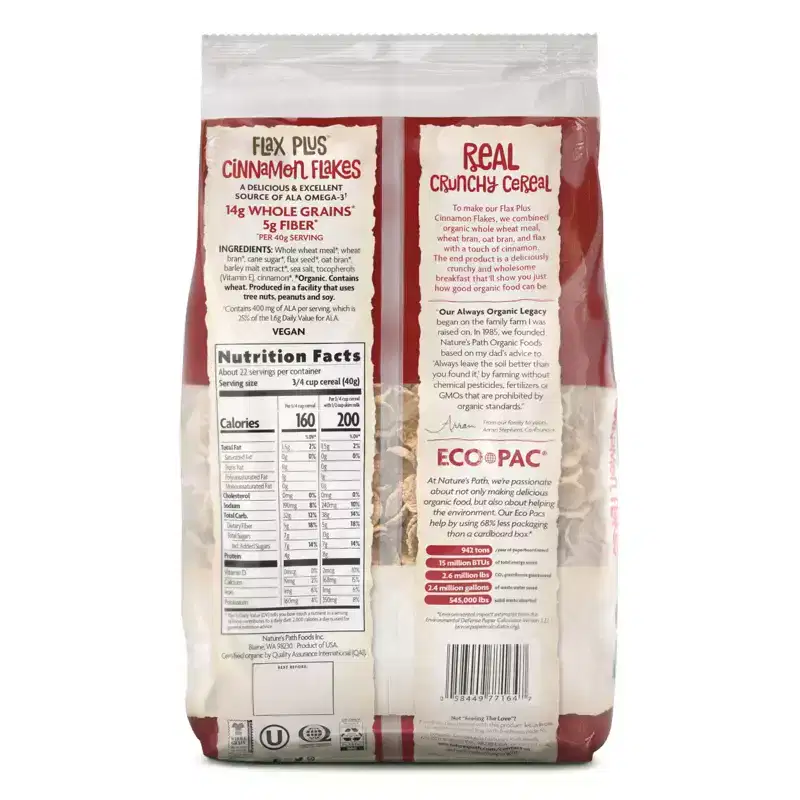 Nature's Path Organic Flax Plus Cinnamon Cereal 6pk/192oz