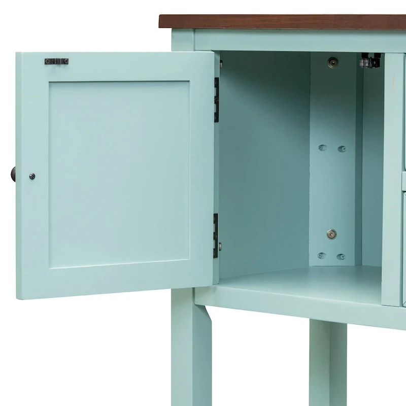 Retro Sideboard Console Table with Drawers and Bottom Shelf