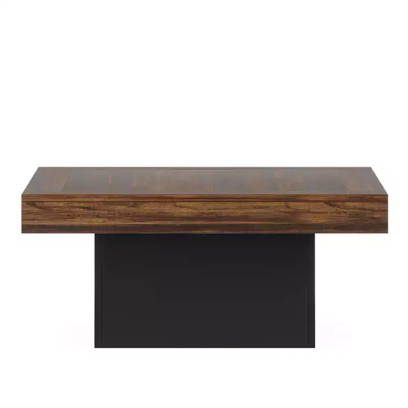 MAYEERTY Square LED Coffee Table 35.4, Rustic Industrial Living Room Table with Adjustable Light