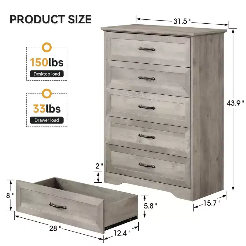 COZONY Modern 5/6-Drawer Dresser with Optional Configuration, Versatile Storage Chest for Closet Organization, Kids Bedroom & Living Room