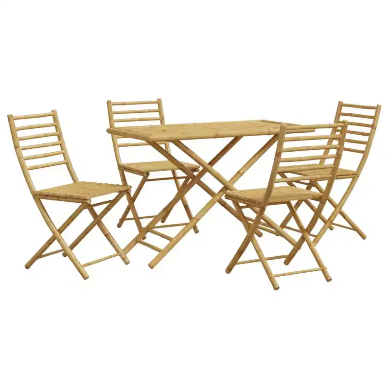 vidaXL Garden Dining Set Natural Bamboo Bamboo Medium Foldable