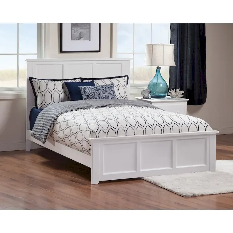 Full Foundation Bed with Matching Footboard in White