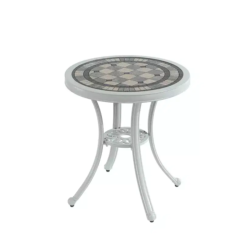 CLIHOME 24 Round Cast Aluminum Patio Outdoor Bistro Table Dining Table