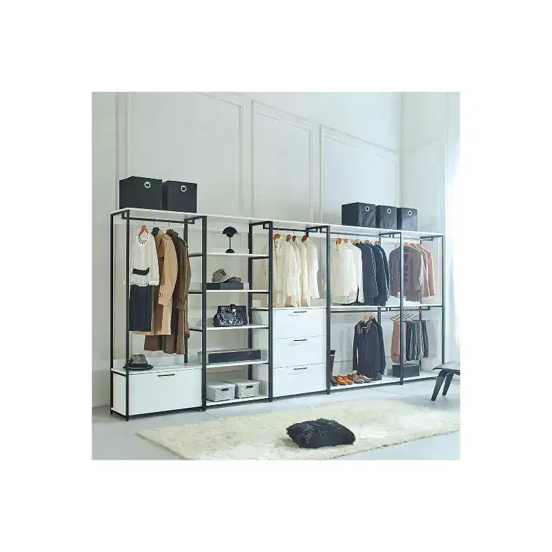 HomeStock 77.7 in.H x 31.5 in.W White Wood Composite Closet System for Universal Storage with Storage Bins