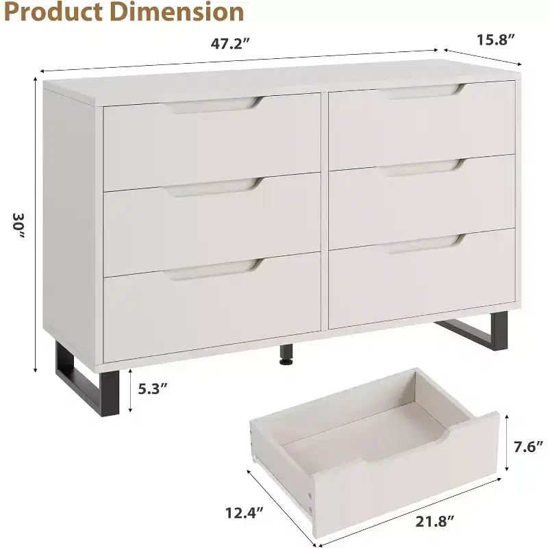 6-Drawer Dresser - Versatile Storage for Any Room