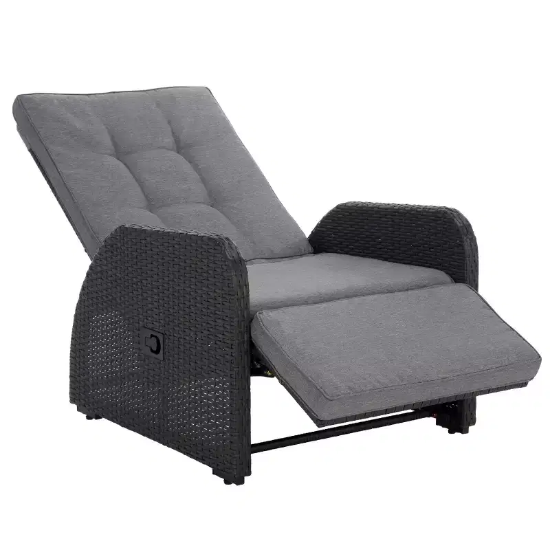Millman Recliner Chair Indoor/Outdoor - PAT6906 - Black/Grey - Safavieh