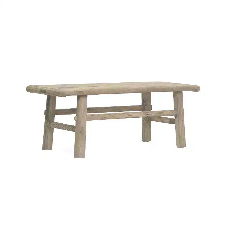 Storied Home Elm Wood Coffee Table Natural: 16.75 High, 45.25 Deep, No Assembly, Elm Frame & Top