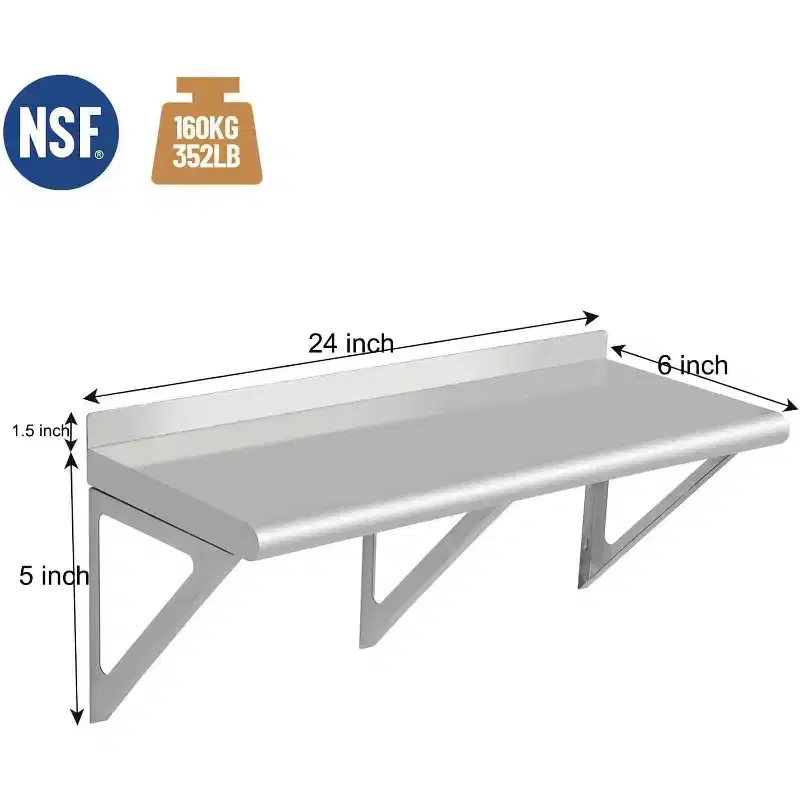 Commercial Stainless Steel Wall-Mounted Shelving, Appliance & Equipment Metal Shelving for Kitchen Restaurant Garage Laundry Utility Room