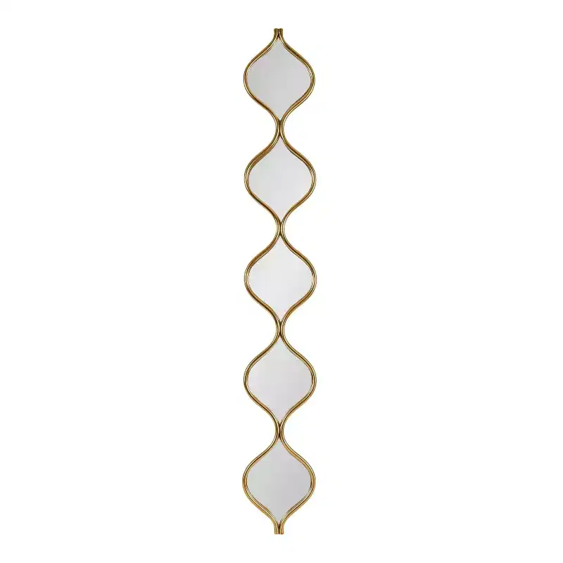 Kate & Laurel All Things Decor 7"x42" Loxi Teardrop Panel Wall Mirror Gold