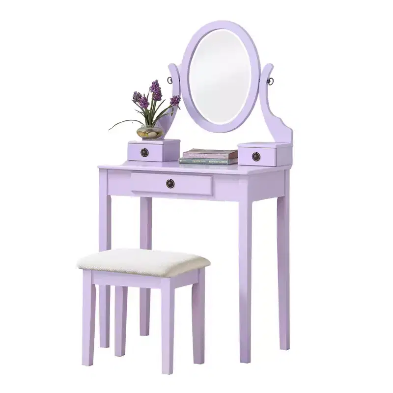 Moniys Wood Moniya Makeup Dressing Dressing Table and Chair Set, Blue