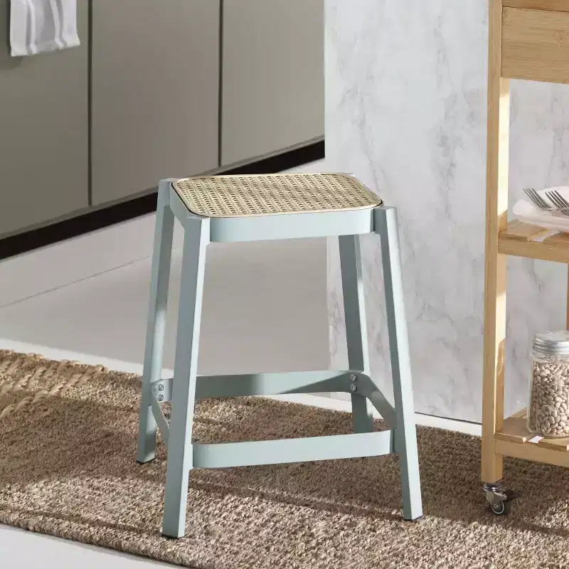 Palmyra Cane Stool - STL2500A - Aqua Smoke/Natural - Safavieh