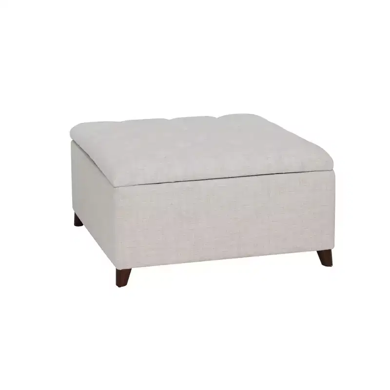 Linon Madeleine Square Storage Ottoman Natural