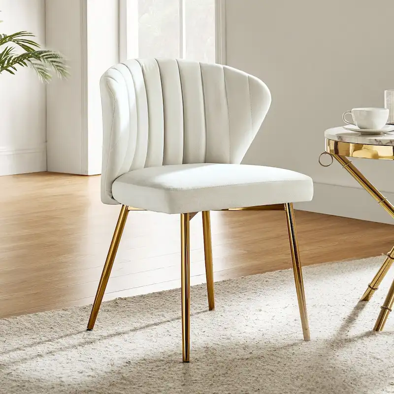 Luna Modern Glam Upholstered Tufted Back Side Accent Dining Chair with Small Base by HULALA HOME