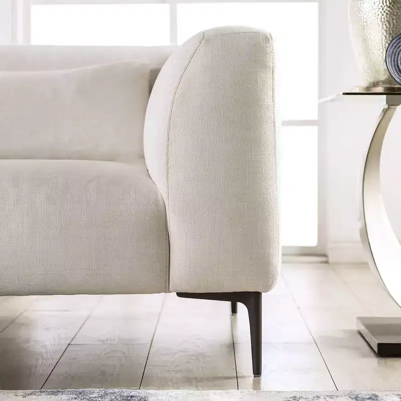 HOMES: Inside + Out Plumeria L Shaped Sectional Left Chaise with Feather Blend Cushions Linen White