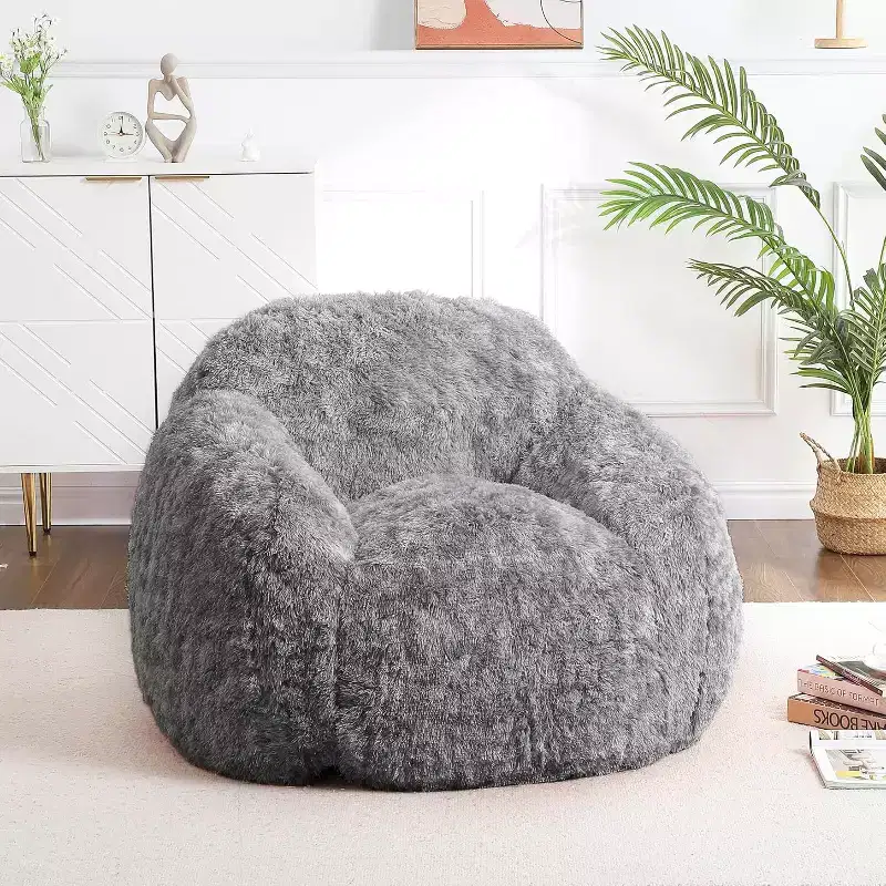 GustoWave Soft Fluffy Adult Bean Bag Chair with Armrest for Reading Living Room