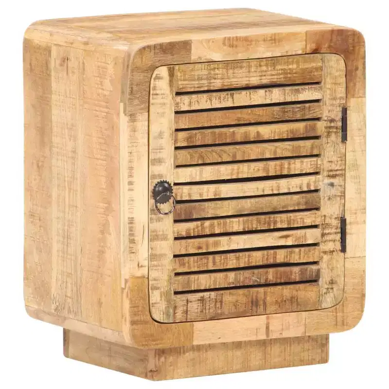 vidaXL Nightstand Bedside Cabinet with Door Bedside Cabinet Rough Mango Wood