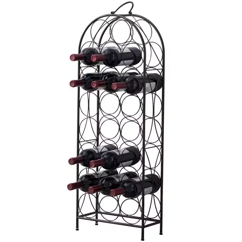 Kings Brand Furniture 23 Bottles Freestanding Floor Metal Wine Rack Stand, Liquor Bottle Holder Stand, Pewter