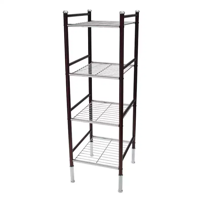 4-Tier Metal Storage Tower, Universal Shelving Unit, Black