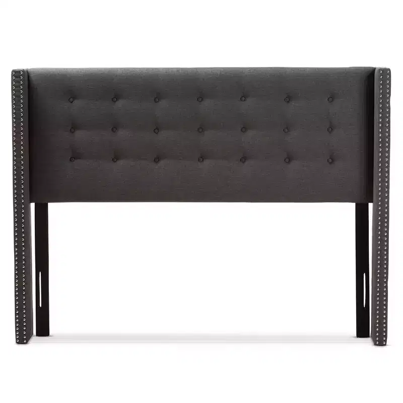 Queen Ginaro Modern Winged Headboard with Nailhead Trim - Baxton Studio: Upholstered, MDF Frame