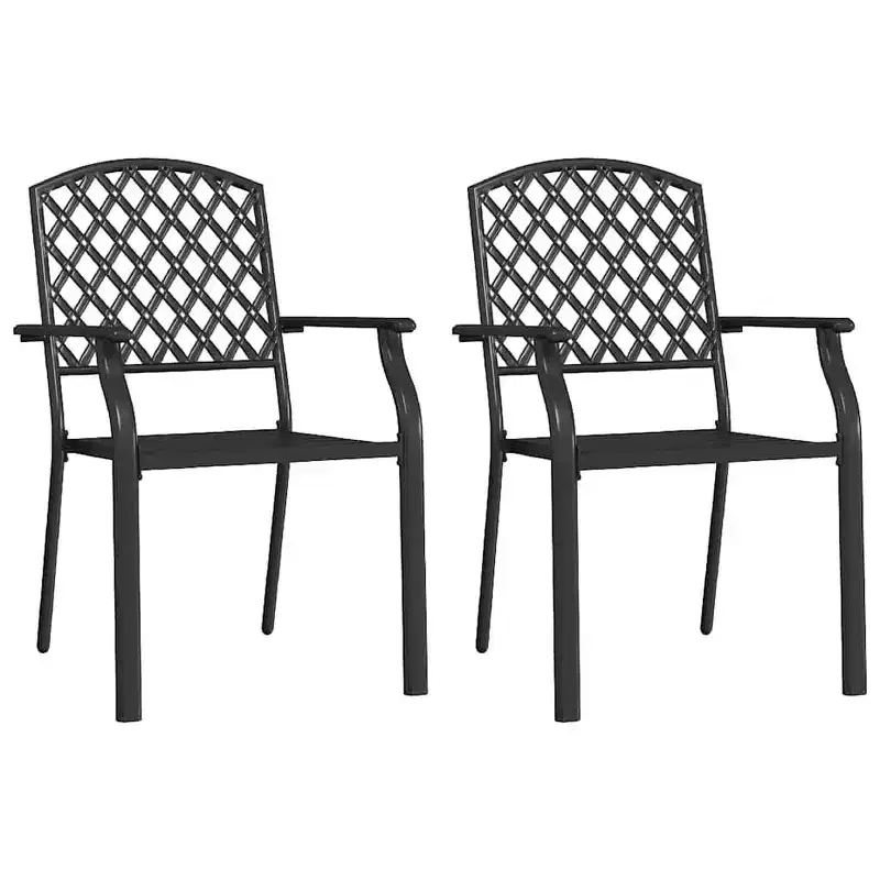 vidaXL Outdoor Chair Set of 2 Anthracite E-coated and powder-coated steel
