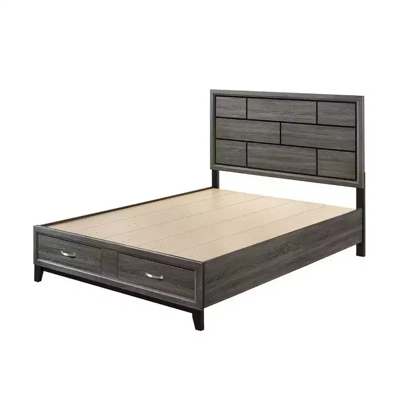 86" Eastern King Bed Valdemar Bed Weathered Gray - Acme Furniture