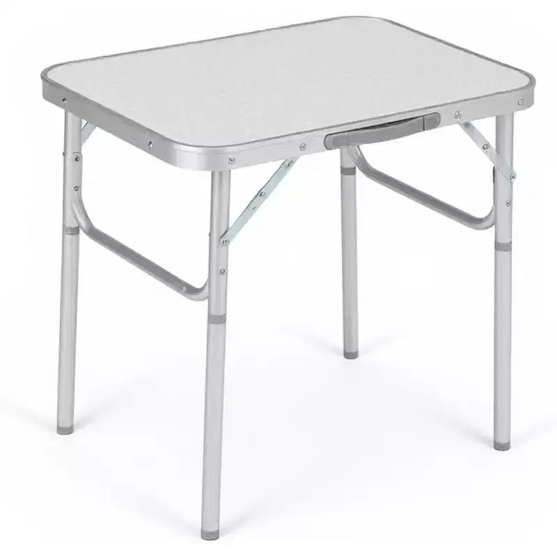 Silver Aluminum Portable Folding Table with Adjustable Height for 2