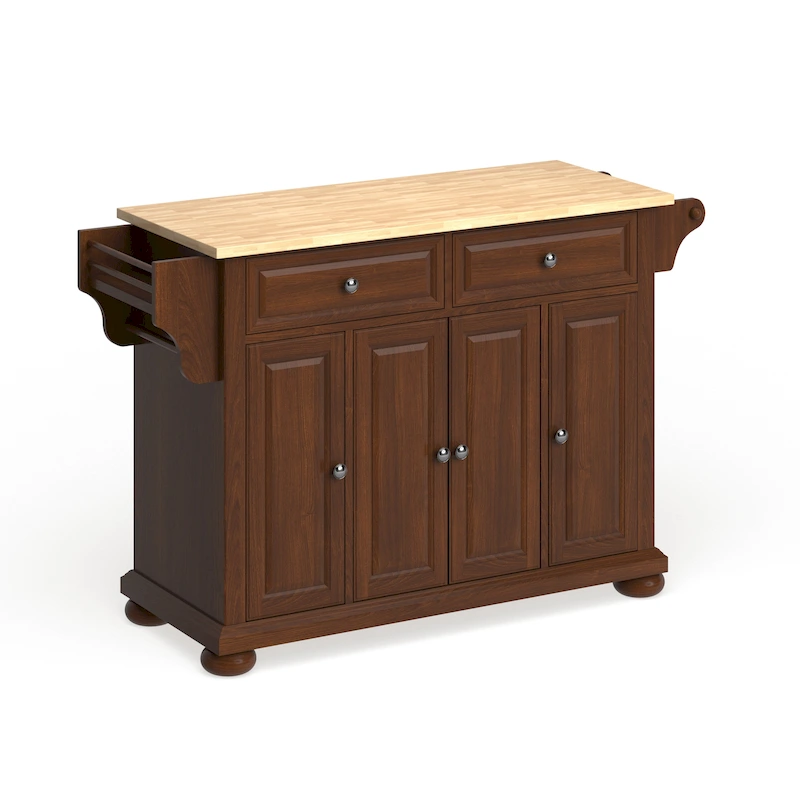 Crosley Alexandria Wood Top Full Size Kitchen Island/Cart in Classic Cherry Finish - 18d x 51.5w x 34h