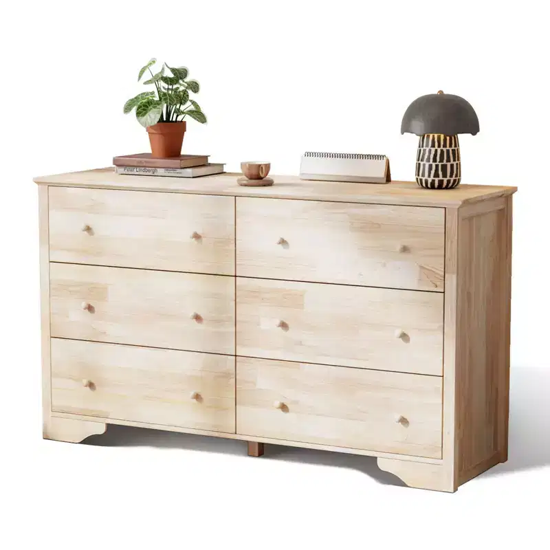 Karl Home 6-Drawer Natural MDF (Medium-Density Fiberboard) 57.09in. W Chest of Drawer
