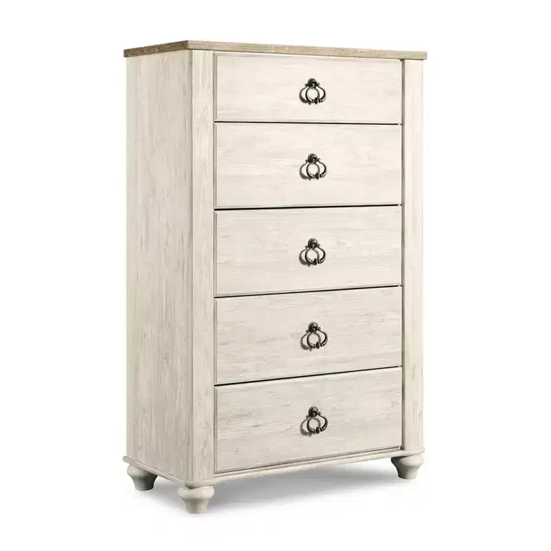 Signature Design by Ashley Willowton Chest of Drawers Cream : 5-Drawer Wood Dresser for Bedroom, Meets ASTM Standards