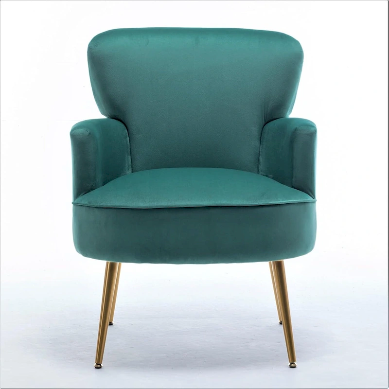 US Pride Furniture Trendy Velvet Accent Chair with Gold Metal Legs Upholstered Armchair