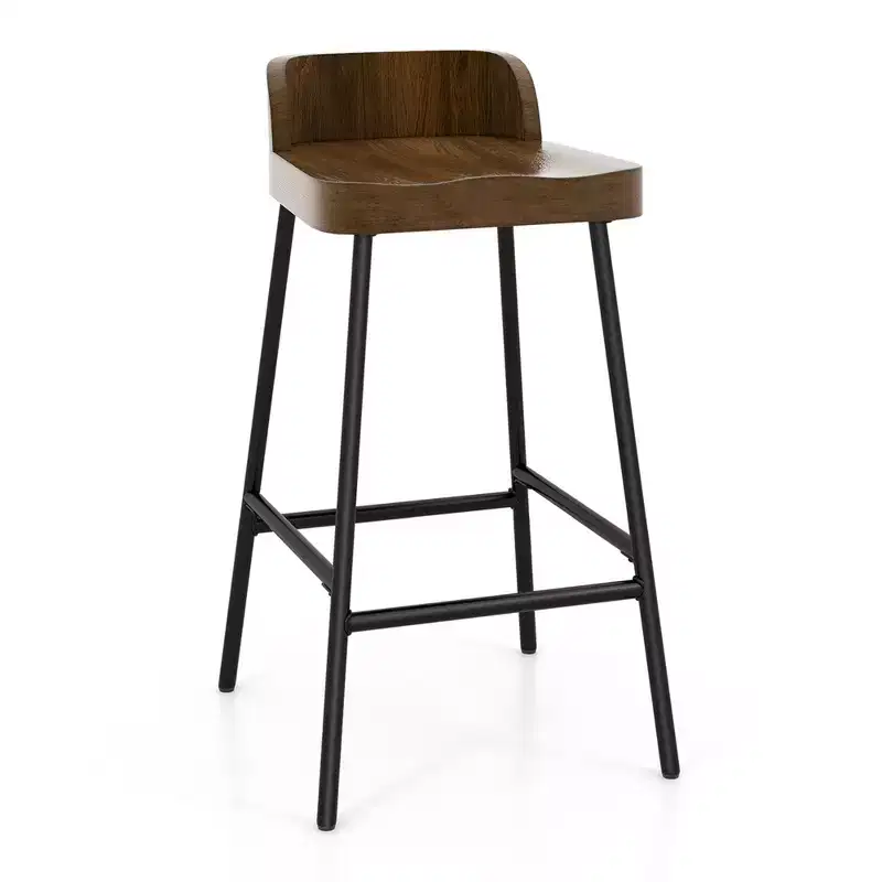 Industrial Bar Stool 24.5 Saddle Seat Kitchen Dining Stool with Low Back