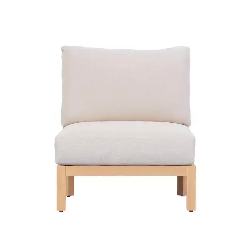 ModernLuxe 1/2-Piece Patio Chair Acacia Wood Outdoor Club Chairs, Rope-Woven Deep Seat with Waterproof Cushion, Light Teak+Beige