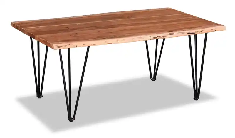 45 Rustic Coffee Table - Brown and Black with Metal Legs
