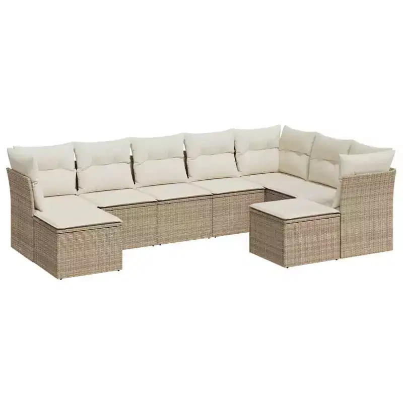 vidaXL 9 Piece Patio Sofa Set with Cushions Poly Rattan