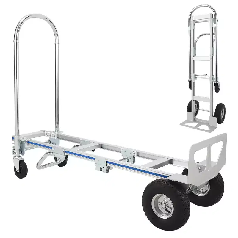 2 in 1 Folding Hand Truck Dolly with Large Wheels-770lbs Aluminum Convertible Handtruck Dolly, Heavy Duty Hand Carts for Transporting and Moving