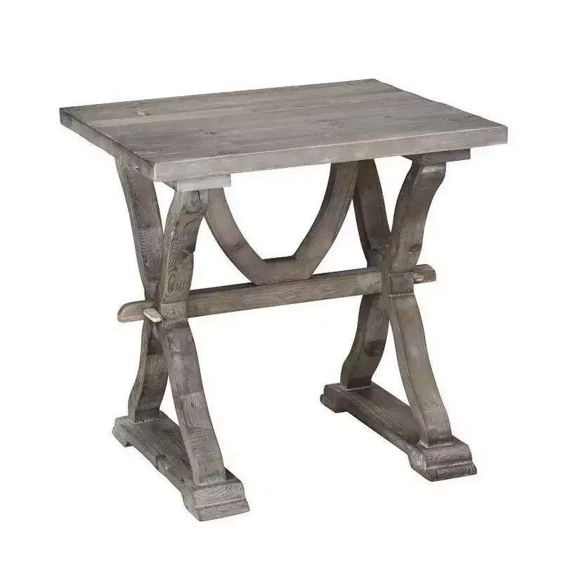 Reclaimed Wood Side Table Whitewash Finish