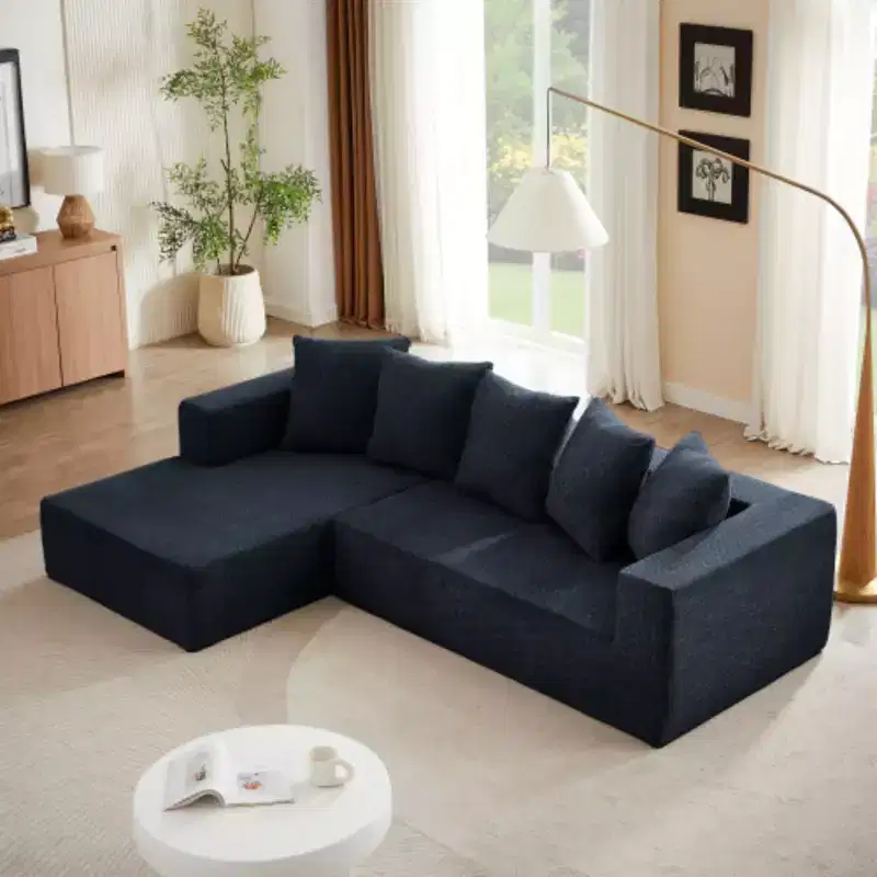 Luxurious Living Room Set: Chenille L-Shaped Sofa