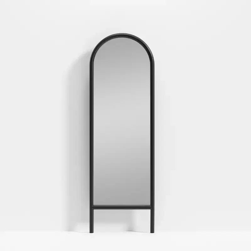 PexFix 21 in. W x 64 in. H Ladder-Style Arched Solid Wood Framed Mirror in Brown
