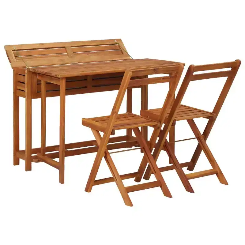 vidaXL Garden Planter Table with 2 Bistro Chairs Solid Acacia Wood